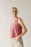 The Brinton Cropped Basic Tank in Coral