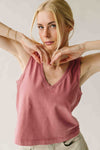 The Brinton Cropped Basic Tank in Coral