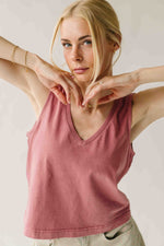The Brinton Cropped Basic Tank in Coral