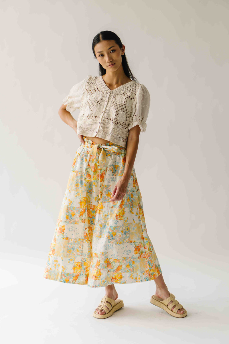 The Seward Eyelet Sleeve Blouse in Sand