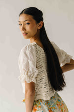 The Seward Eyelet Sleeve Blouse in Sand