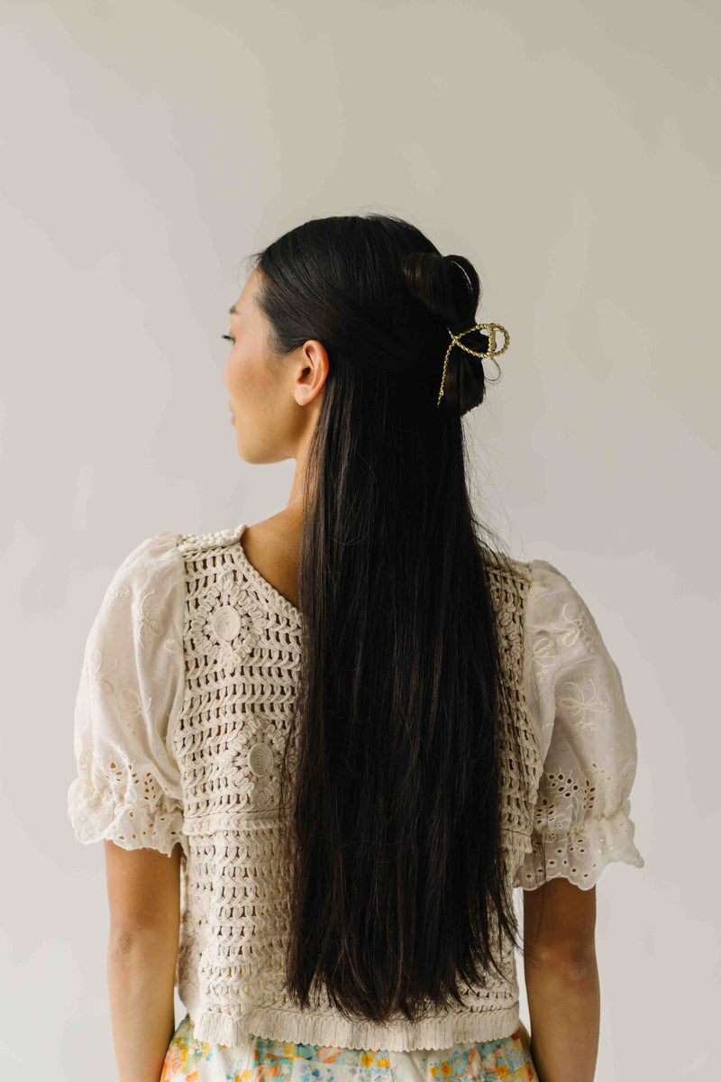 The Seward Eyelet Sleeve Blouse in Sand