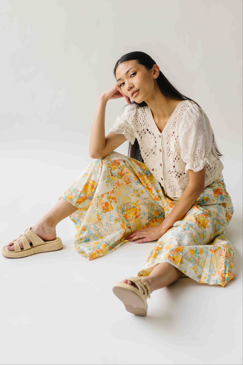 The Rosenberg Wide Leg Floral Pant in Multi