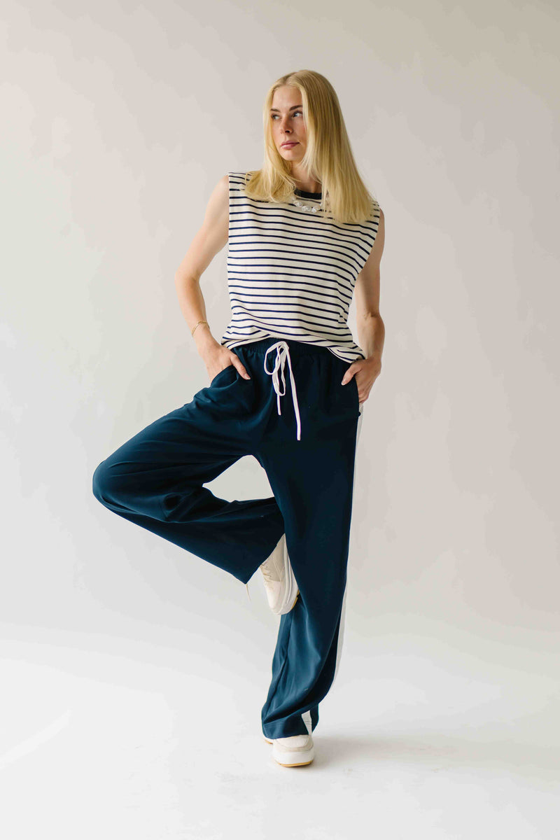 The Karber Striped Tank in Navy + Ivory
