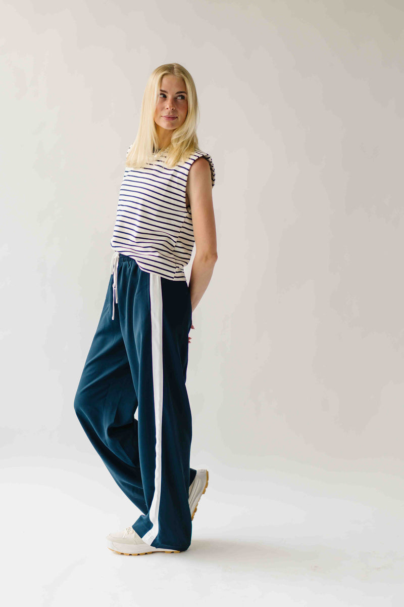 The Karber Striped Tank in Navy + Ivory