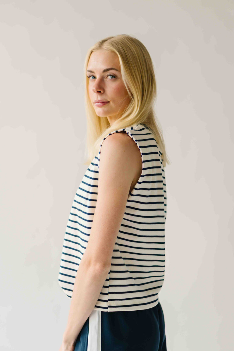 The Karber Striped Tank in Navy + Ivory