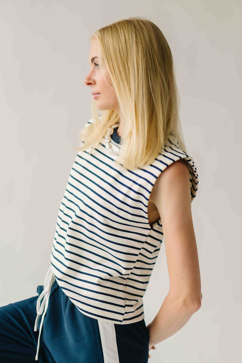 The Karber Striped Tank in Navy + Ivory