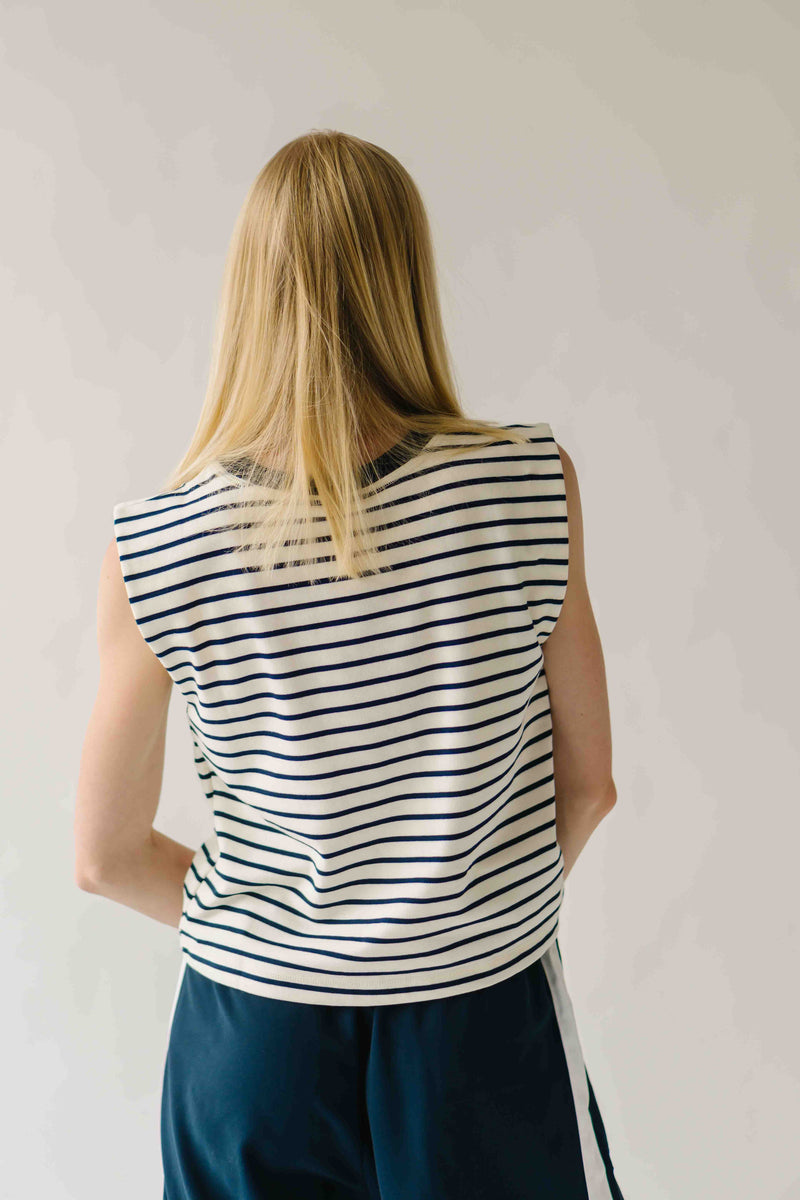 The Karber Striped Tank in Navy + Ivory