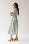 The Larkins Button-Up Gauze Midi Dress in Dusty Sage