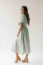 The Larkins Button-Up Gauze Midi Dress in Dusty Sage