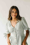 The Larkins Button-Up Gauze Midi Dress in Dusty Sage