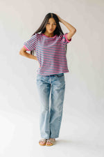 The Kinnisten Stripe French Terry Top in Pink + Green