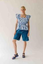 The Franklin Polka Dot Blouse in Blue Combo