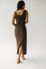 The Bobbie Textured Tank Midi Dress in Brown