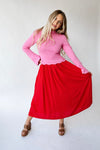 The Zenie Colorblock Maxi Dress in Pink + Red