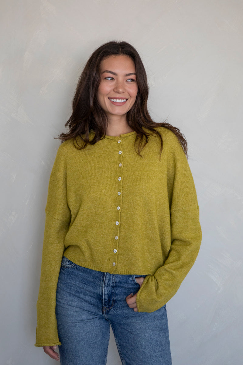 The Riggs Button-Down Sweater in Dijon Yellow