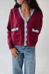 The Lucero Scallop Detail Cardigan in Burgundy