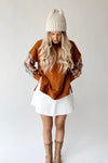 The Britta Contrast Sleeve Pullover in Mocha