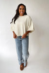 The Trisney Mock Neck Sweater in Ivory