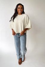 The Trisney Mock Neck Sweater in Ivory