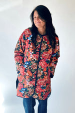 The Janice Quilted Jacket in Navy Floral