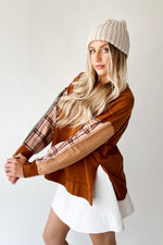 The Britta Contrast Sleeve Pullover in Mocha