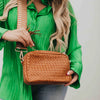 The Woven Willow Camera Crossbody Bag in Brown