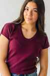 The Kesten Cap Sleeve Sweater in Plum