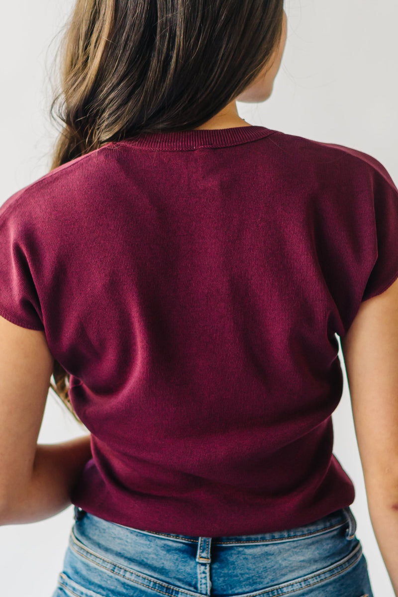 The Kesten Cap Sleeve Sweater in Plum