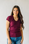 The Kesten Cap Sleeve Sweater in Plum