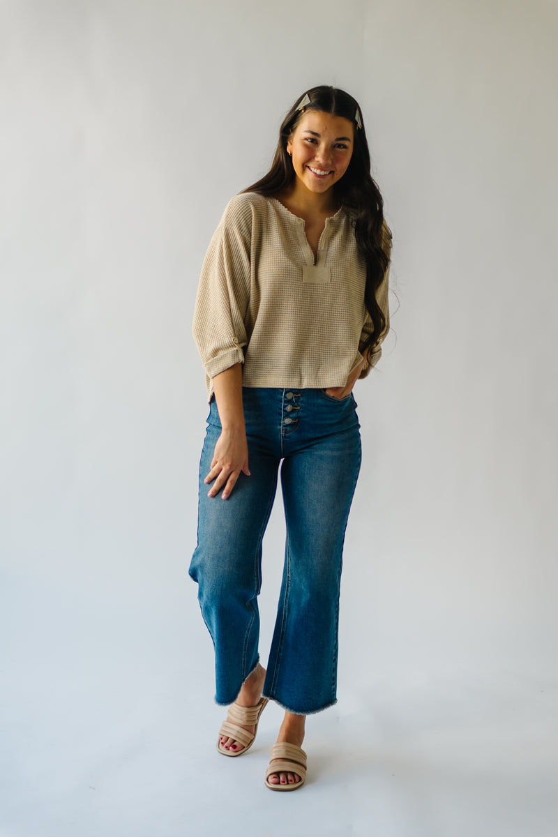 The Treadwell Waffle Knit Blouse in Oatmeal