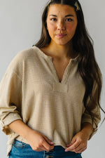 The Treadwell Waffle Knit Blouse in Oatmeal