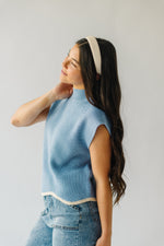 The Montoya Scalloped Edge Sweater in Blue