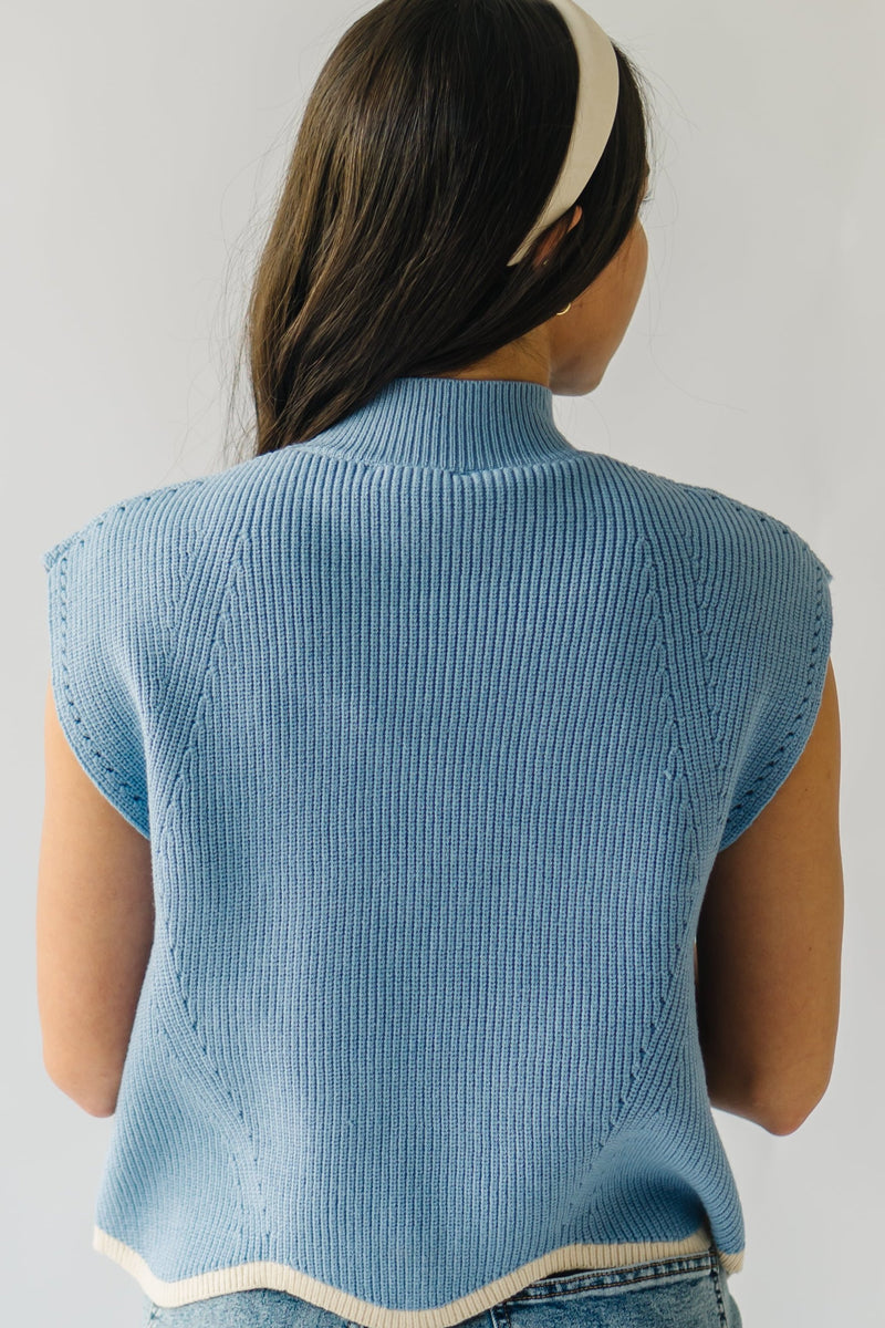 The Montoya Scalloped Edge Sweater in Blue