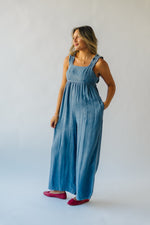 The Troyer Denim Wide Leg Overall in Blue