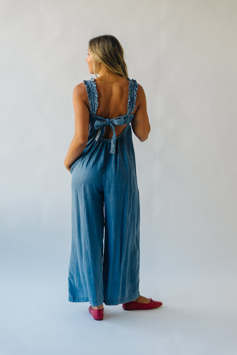 The Troyer Denim Wide Leg Overall in Blue