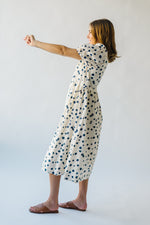 The Brandt Polka Dot Dress in Cream + Navy