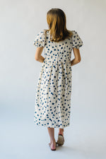 The Brandt Polka Dot Dress in Cream + Navy