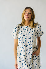 The Brandt Polka Dot Dress in Cream + Navy