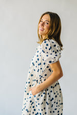 The Brandt Polka Dot Dress in Cream + Navy