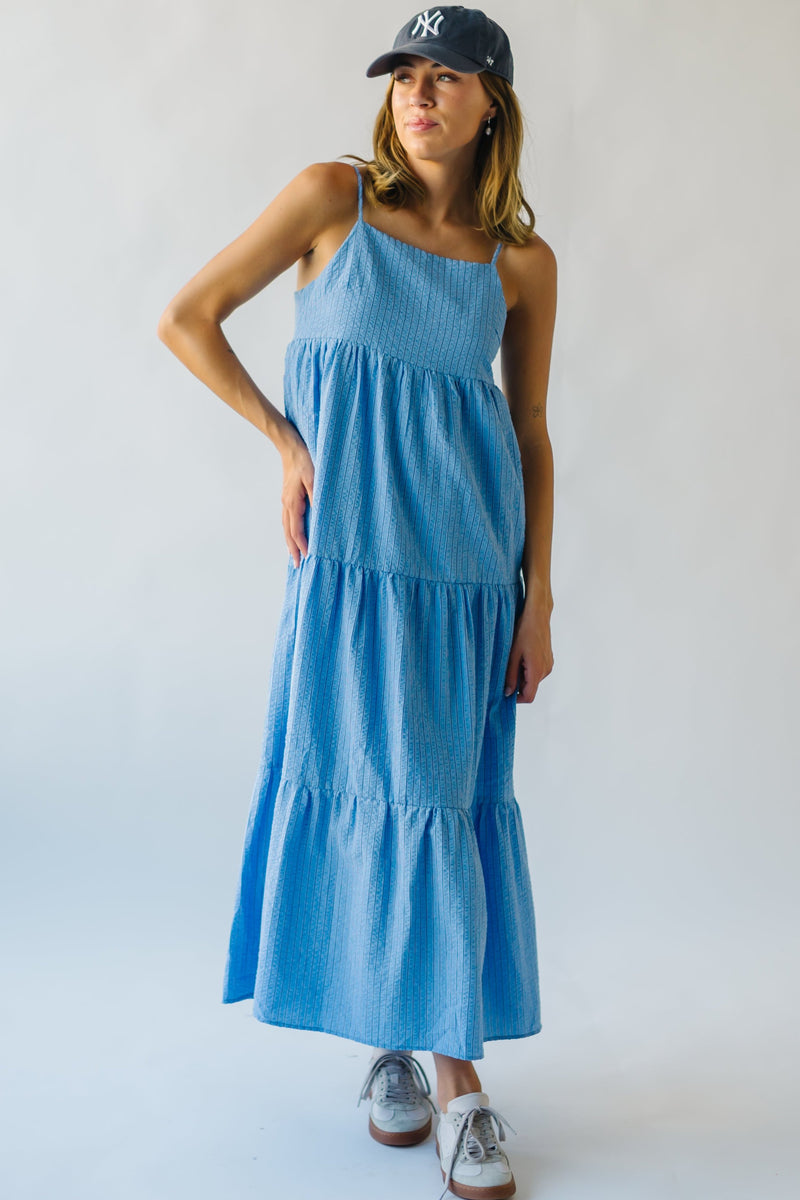 The Aspen Tiered Tank Dress in Light Blue