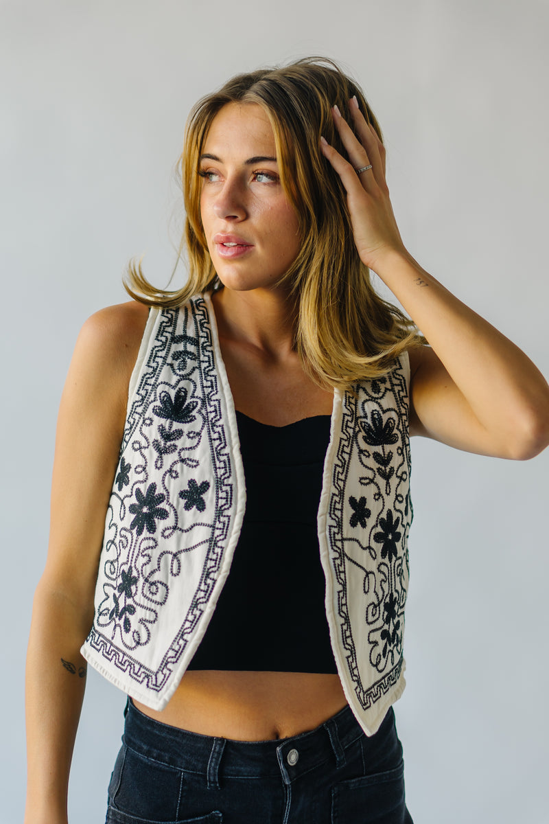 The Radovich Embroidered Vest In Cream