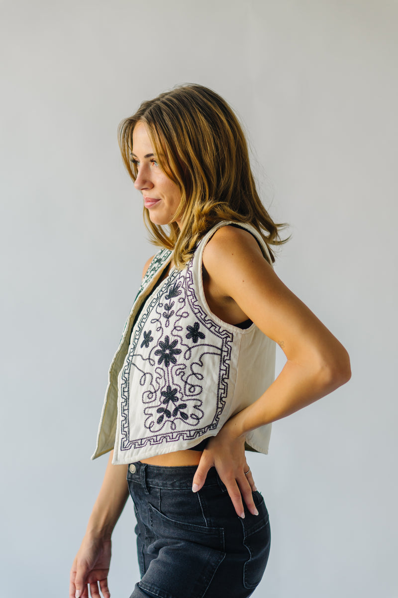 The Radovich Embroidered Vest In Cream