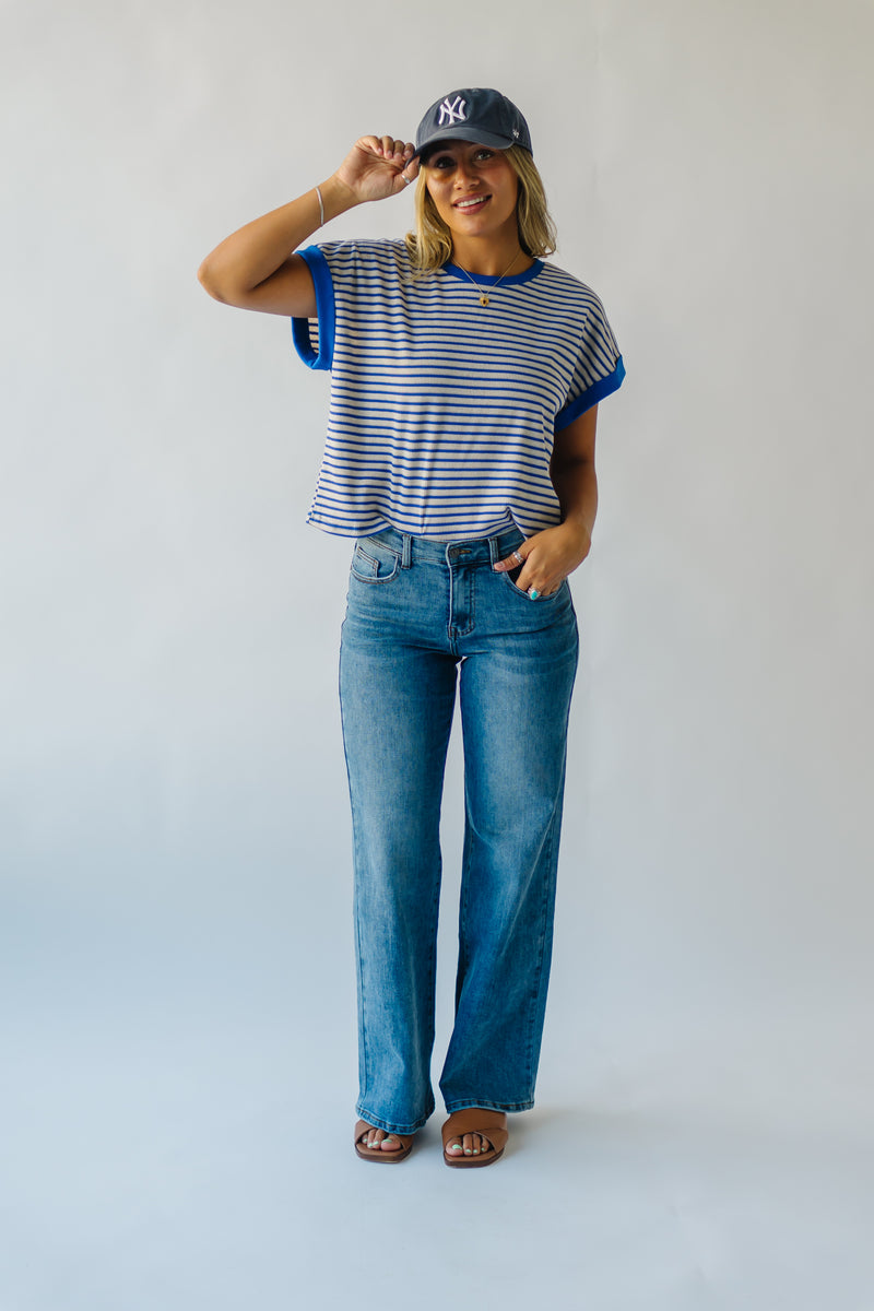 The Pollack Striped Tee in Royal Blue