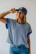 The Pollack Striped Tee in Royal Blue