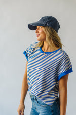 The Pollack Striped Tee in Royal Blue