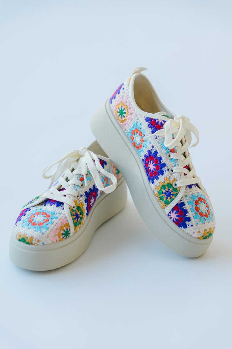 Chinese Laundry: Rambling Crochet Sneaker in Pink Multi