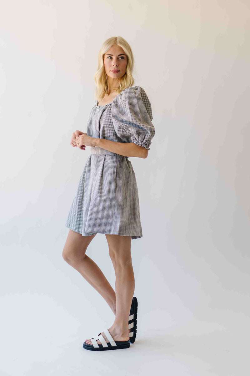 The Cambria Puff Sleeve Gingham Dress in Black