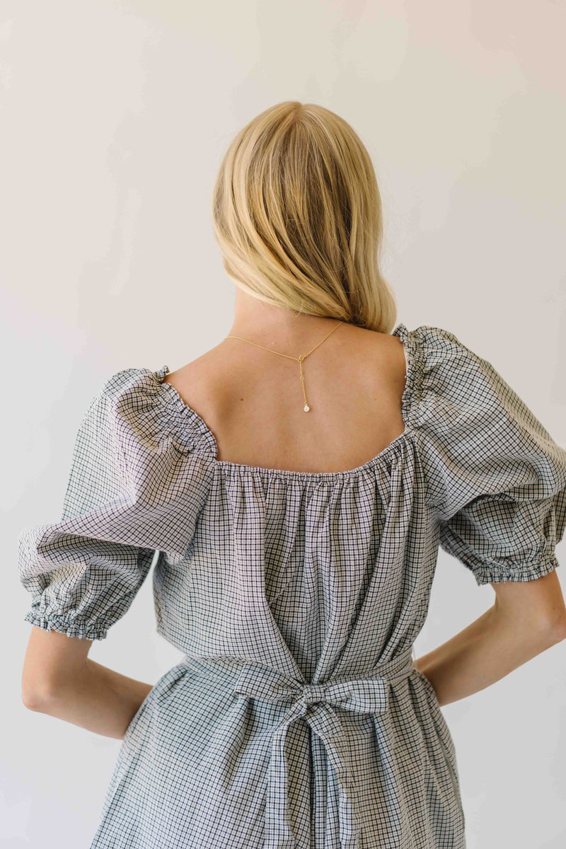 The Cambria Puff Sleeve Gingham Dress in Black