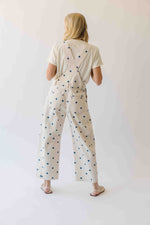 The Mattingly Polka Dot Barrel Overall in Cream + Navy